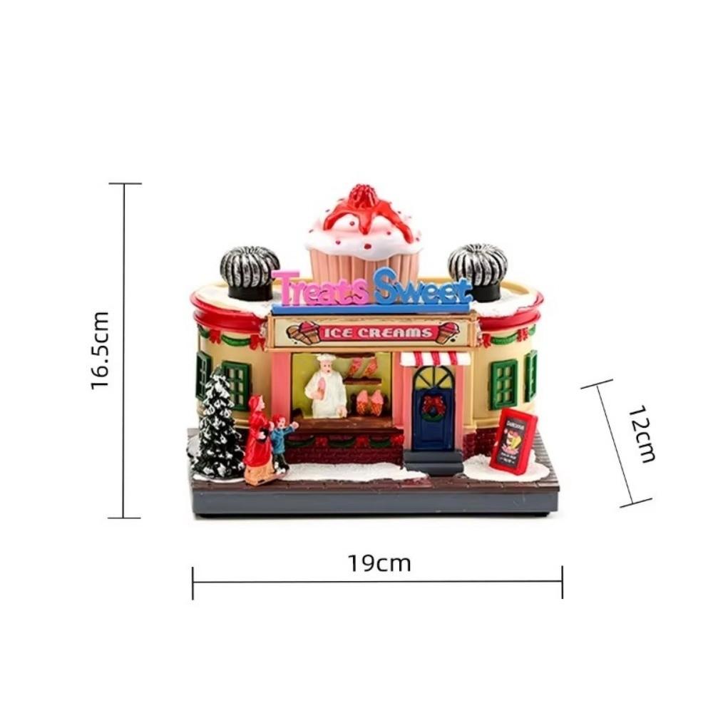 2026 Christmas Glowing Octave Box Rotating Resin Children Music Box Christmas Lights Luminous House Xmas Ornament Decoration