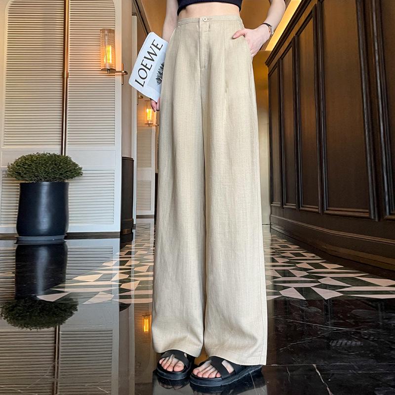

Women s High Waist Tencel Linen Wide Leg Pants - Loose, Drapey, Slimming, Ice Silk 2025 Edition. Large хаки