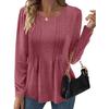 Spring and Autumn Striped Solid Color Round Neck Long Sleeve Casual T-shirt Fashion Women's Top
