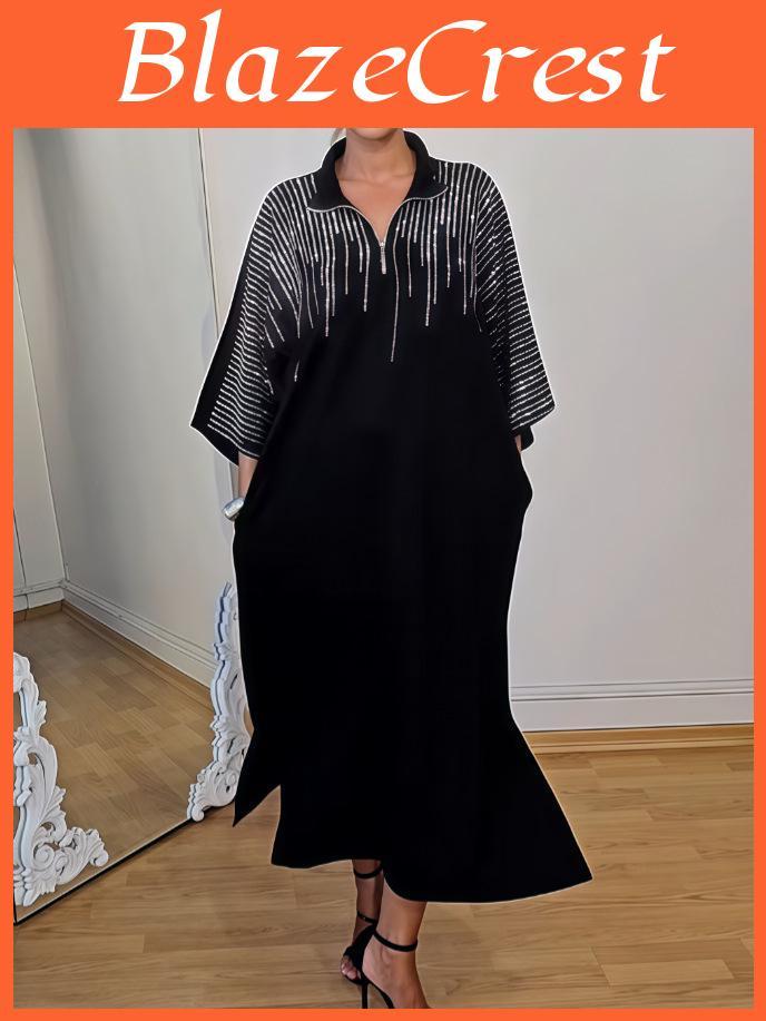 American 2025 European Autumn Print Loose Long Sleeve Womens Dress