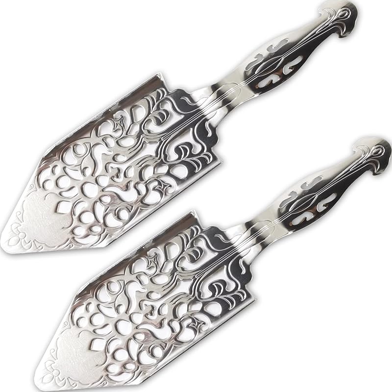 NSBELL 2PCS Stainless Steel Absinthe Spoons Vintage Wormwood Cocktail Bar Glass Cup Drinking Filter Hollowed Out Absinthe Fountain Spoon Dripper (2) 2