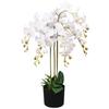VidaXL Artificial Orchid with Pot, White, 75 Cm, Fabric Flowers, Plastic Leaves, Wire Branches 244425