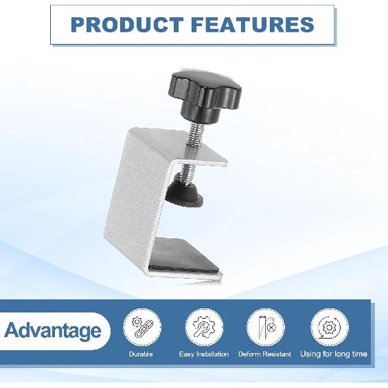 PATIKIL C Clamps, 2 Pcs Heavy Duty Metal Black Desk Clamp Adjustable Mounting Table Clamp with Protective Pad for Fixing Acrylic Glass Plastic Wood