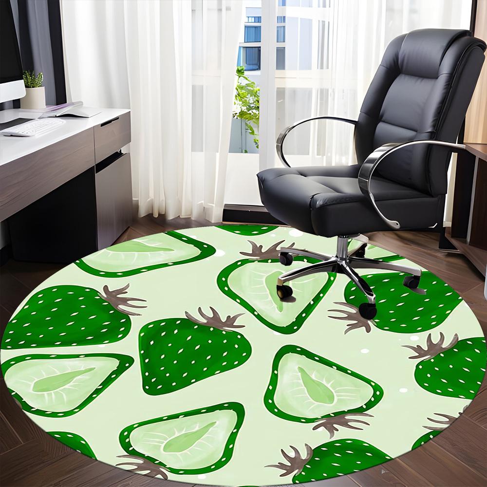 1pc Cactus Pattern Office Round Area Rug, Indoor Mat Suitable For Office, Under Office Chairs Bedroom Living Room Home Decor, Room Deco