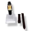 Used HERMES Tandem TA1.210 Orange Dial Black Leather Belt Leather Quartz QZ SS Ladies Watch Brand Good Condition Working