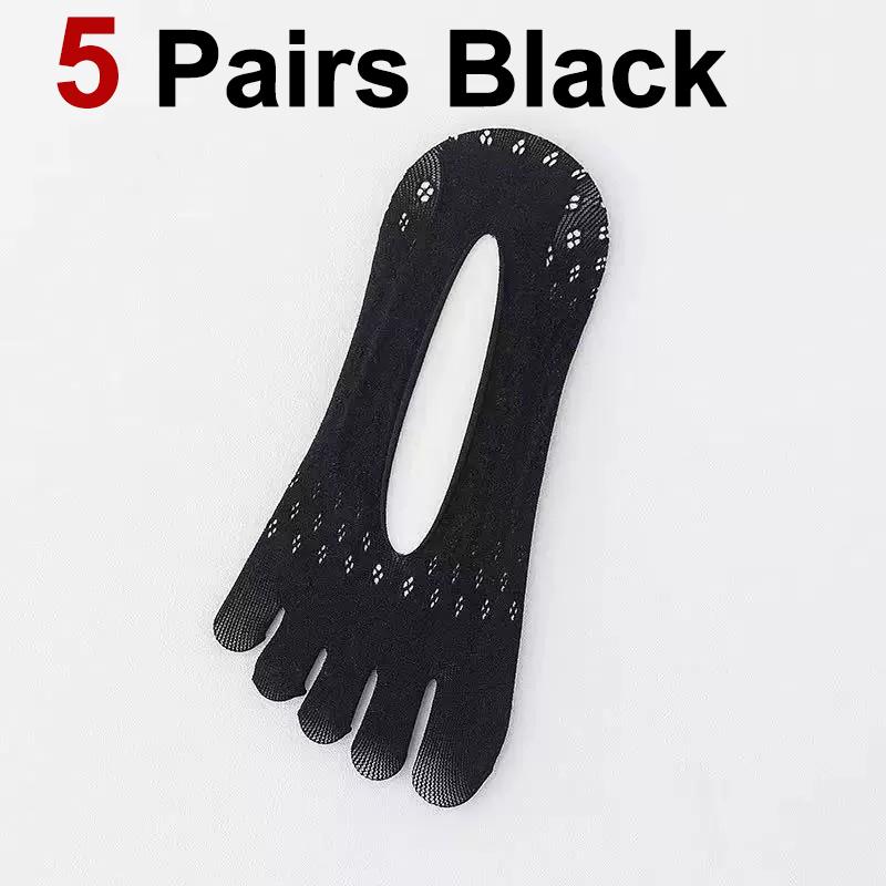 1/5 Pairs Women Split Finger Invisible Socks Fashionable Design Summer Style Mesh Sweat Absorbing Breathable Five Toe Socks