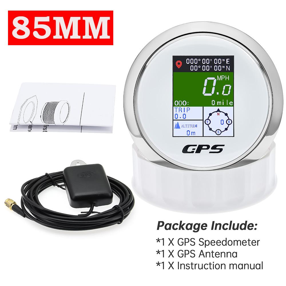 AD New 52mm/85mm TFT Screen Speed Gauge Digital GPS Speedometer Mph Knot Km/h GPS Antenna For Motorcycle Marine Boat Car 12V 24V