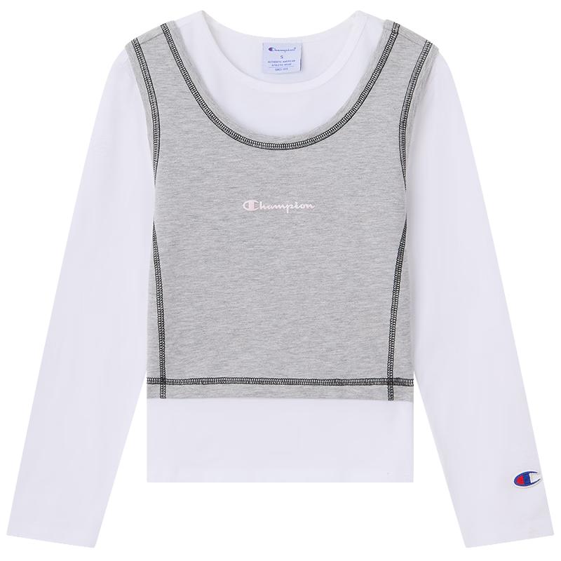 Champion Girls  Faux Two-Piece Long Sleeve T-Shirt XS