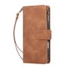 For iPhone 17 Air Case Zipper Wallet Multiple Card Slots Leather Phone Cover with Wrist Strap