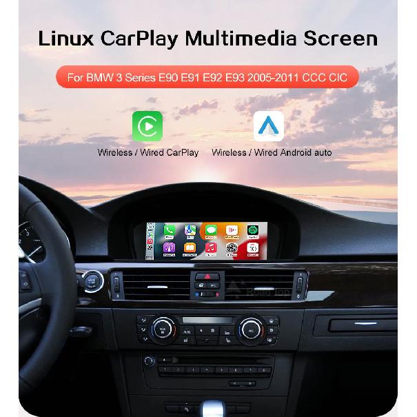 8.8"1920*720 Wireless CarPlay Android Auto Car Multimedia Display for BMW 3 Series E90 E91 E92 E93 5 Series E60 E61 Touch Screen