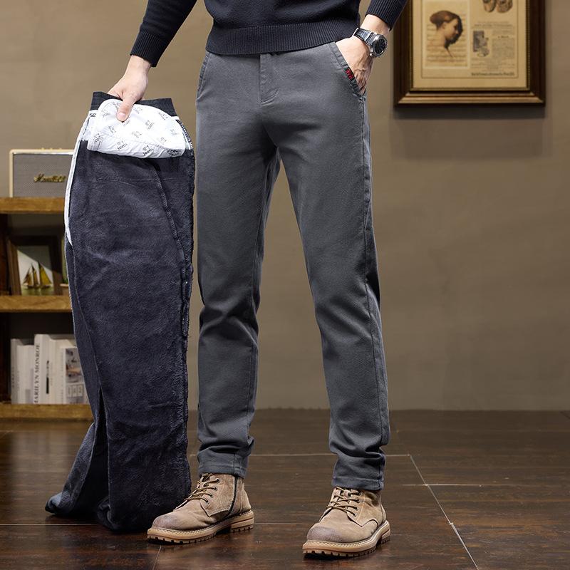 2024 New Autumn And Winter Men'S Casual Loose Straight Leg Trousers Trendy Brand With Plush Light Luxury Long Pants
