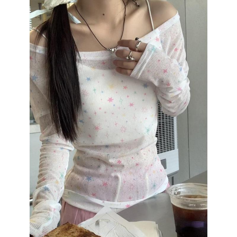 

Милая фея, белая футболка с длинными рукавами, женская новинка, прозрачный топ Y2k, солнцезащитный халат, корейская мода, Ropa De Mujer XL слоновая кость