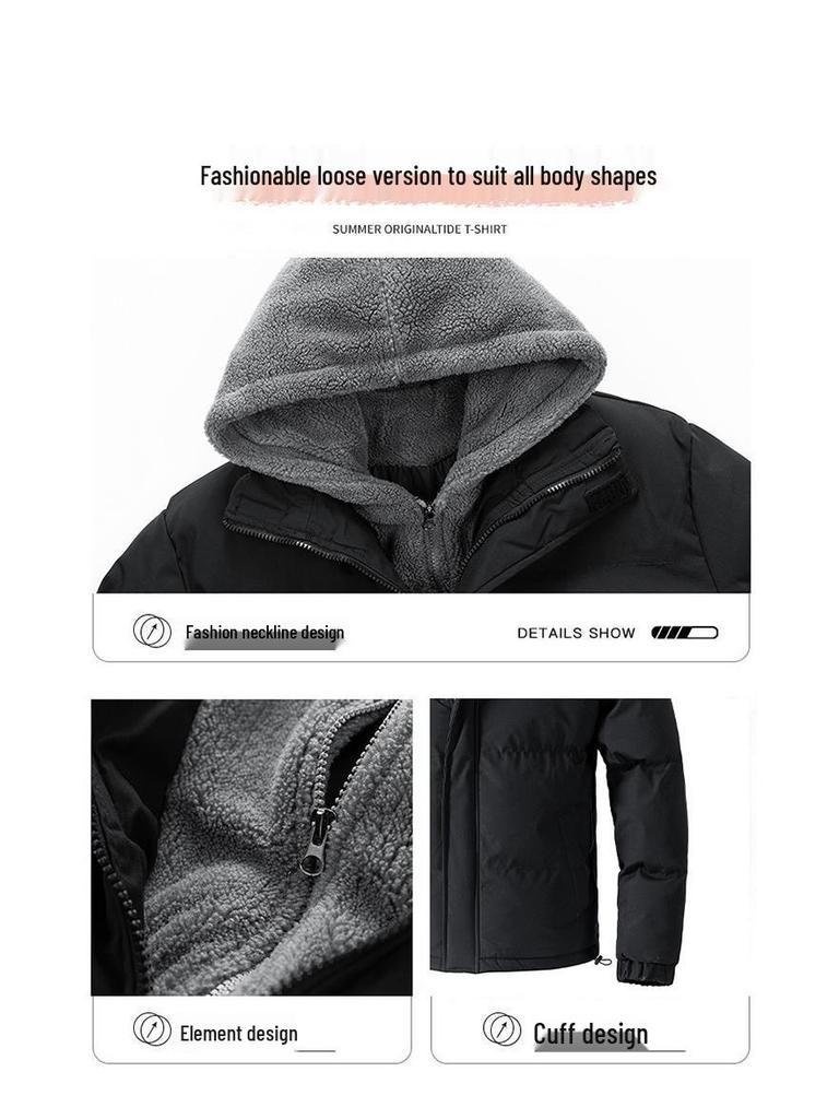 Men's Plus Size Hooded Cotton Fleece Jacket - Warm, Cold-Resistant, Padded for Autumn/Winter 2025.