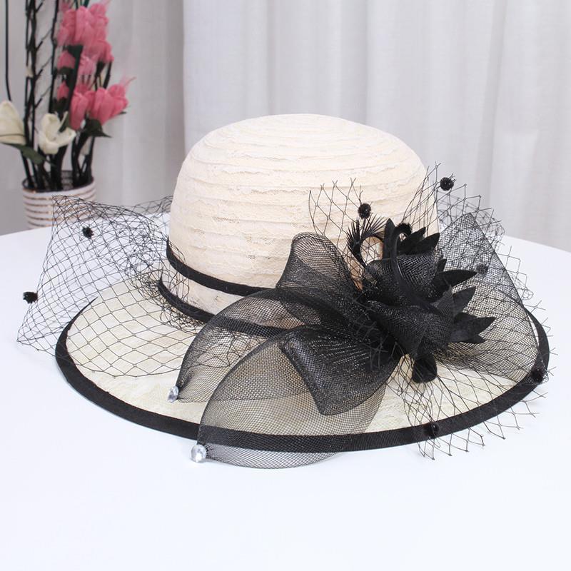 

Винтажная летняя шляпа от солнца с бантом — модный дизайн с кружевом и сеткой, защита от ультрафиолета, идеально подходит для женщин, занимающихся активным отдыхом M（56-58cm）