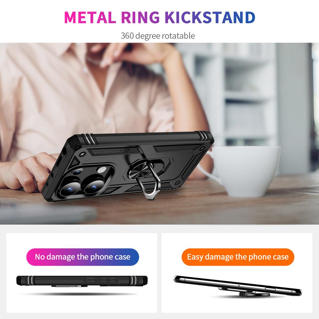 For Xiaomi Redmi Note 13 Pro 4G/Poco M6 Pro 4G Case Anti-Drop PC+TPU Kickstand Phone Cover