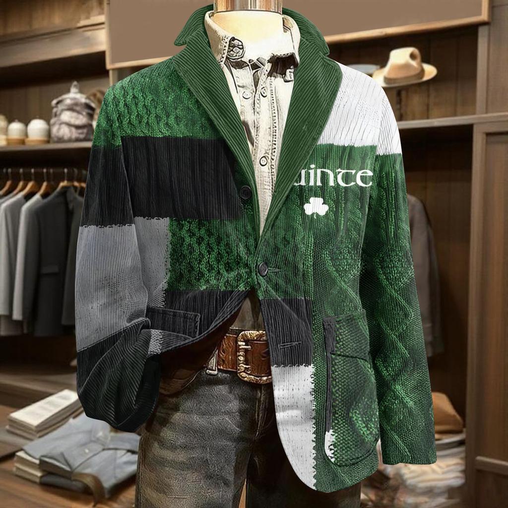 Herren Druck Kord Warm Taschen Anzugjacke Cardigan Herren Freizeitanzug