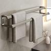 Bathroom Towel Rack Gun Gray Double Rod Punch-free Bathroom Towel Rack Space Aluminum Light Luxury Bath Towel Storage Rack