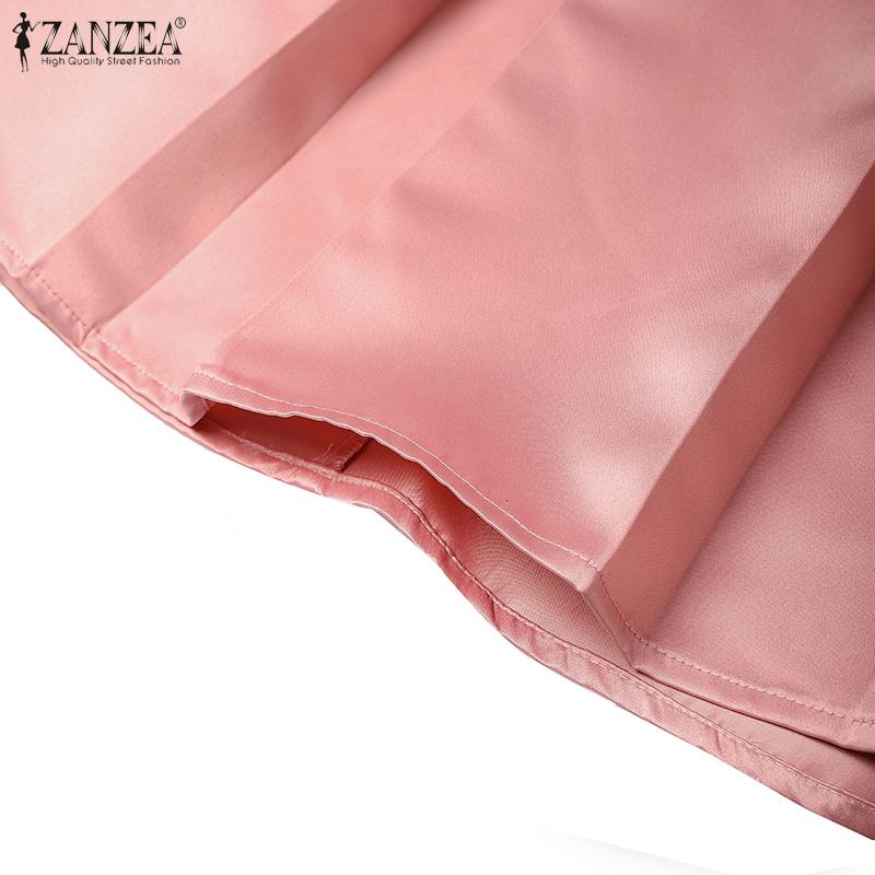 ZANZEA Womens Casual High Waist Summer Elastic Waist A-Line Skirts