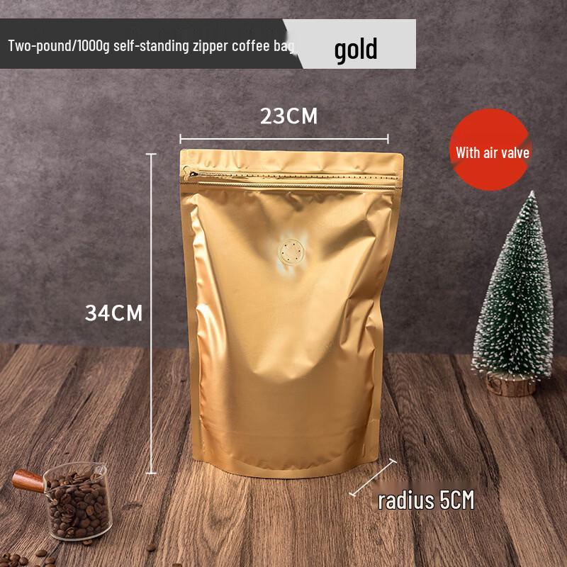 XiHe Stand-Up Gold Aluminum Foil Bags with One-Way Valve