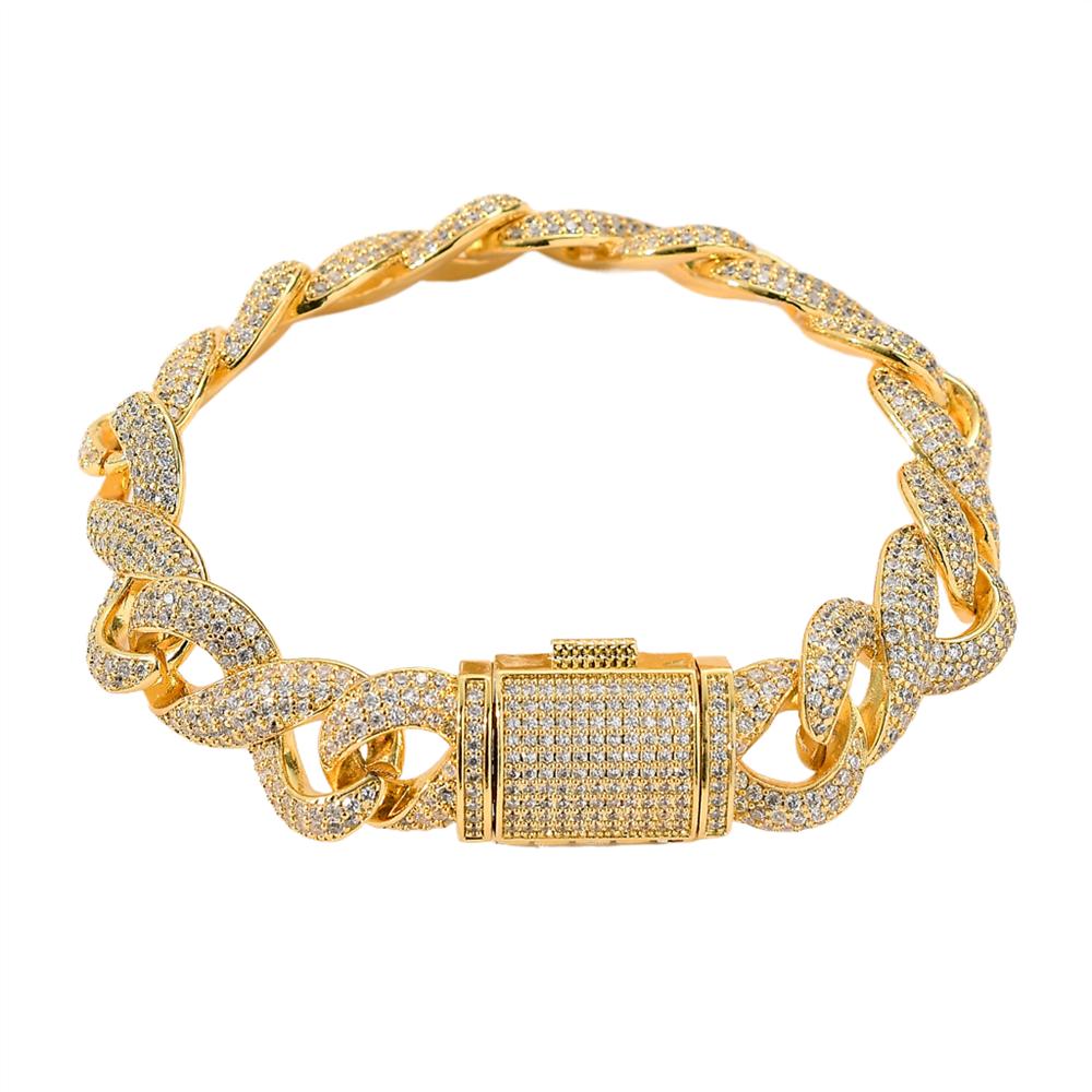 Personalisierter Hip Hop Schmuck 14K Gold Plated Unendlichkeitsarmband 15mm Bling CZ Iced Out Unendliches Armband für Damen und Herren