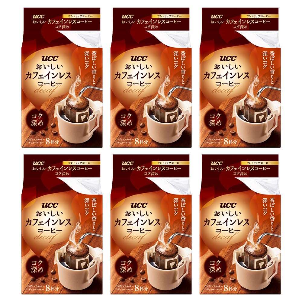 

UCC Delicious Decaffeinated Drip Coffee, Rich Flavor, 8 Packs x 6 Cups [Decaf] [Caffeine-Free]