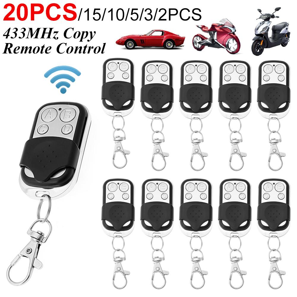 1-20pcs Remote Control Duplicator 433MHz Cloning Fixed Code Remote Control 4 Buttons Universal Wireless Door Opener for Garage