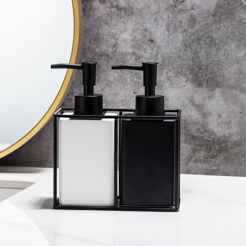 Home Ceramic Hand Sanitizer Bottle Matte Wrought Iron Bathroom Shower Gel Is Bottled and Pressed Into Soap Bottle Bathroom