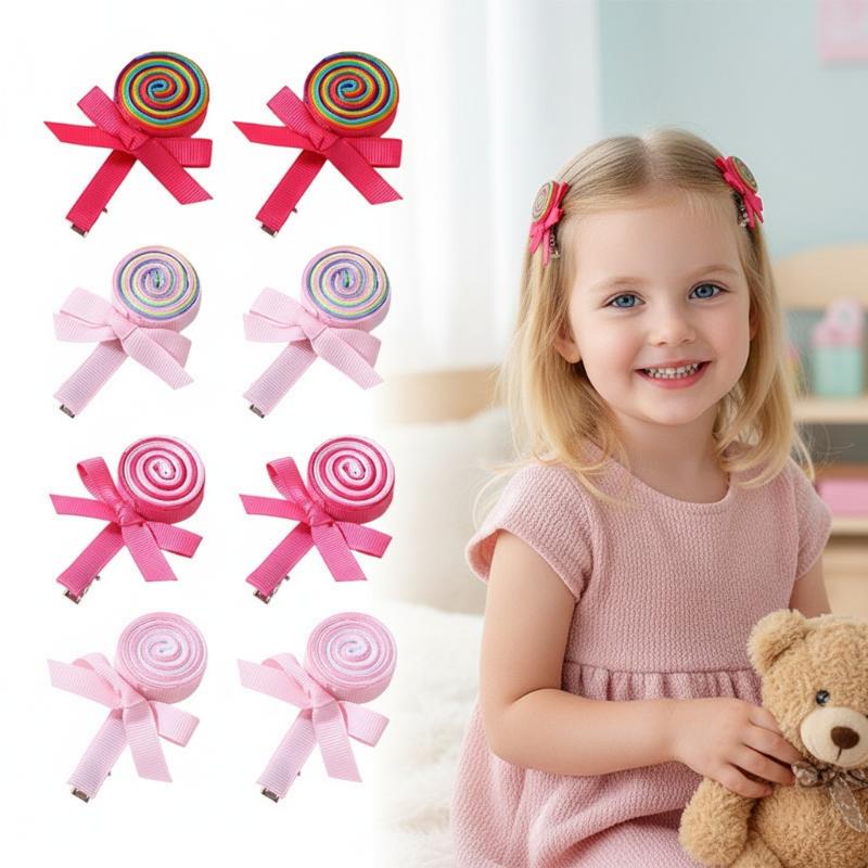 2 Bucăți Clipsuri de Păr Fundiță Pirat Dulce Drăguț Spirală Bomboană Agrafe de Păr Agrafe cu Panglică Pentru Fete Accesorii de Păr Coafură