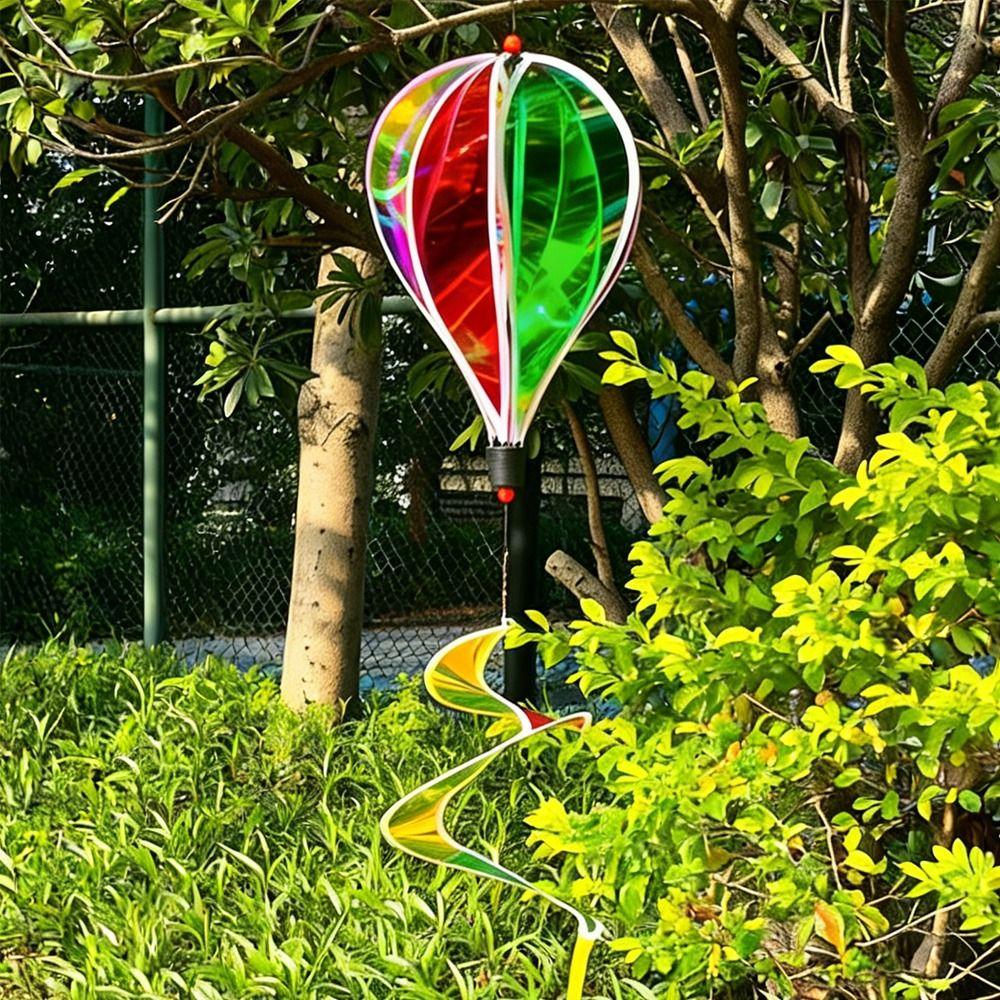 Giant Size Hot Air Balloon Spinners Rainbow Colors Color-changing Film Wind Spinners Striped Tie Dye Plastic Material