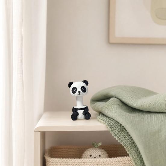 3D Printed Panda Desk Ornament, Retractable Rotating Cute Animal Figurine, Mini Fidget Stress Relief Toy for Home Office Decor