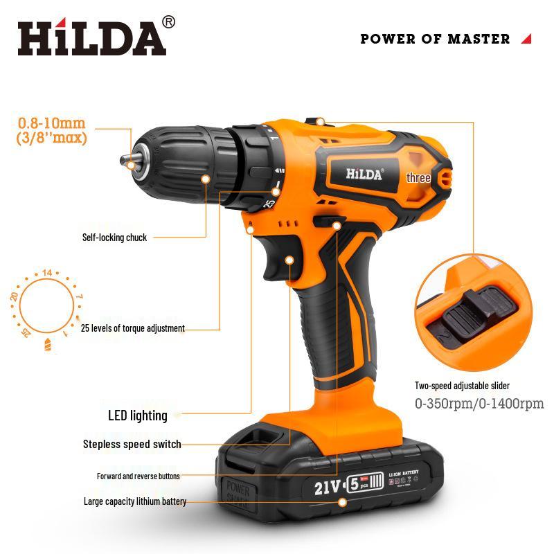 Hilda Multi-Function Rechargeable Lithium Electric Drill & Screwdriver