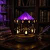 Vintage Bronze Style Lamp Halloween Ghost Carousel Lights, Gothic Stained Glass Night Light with Retro Copper Study Room Base, USB Rechargeable