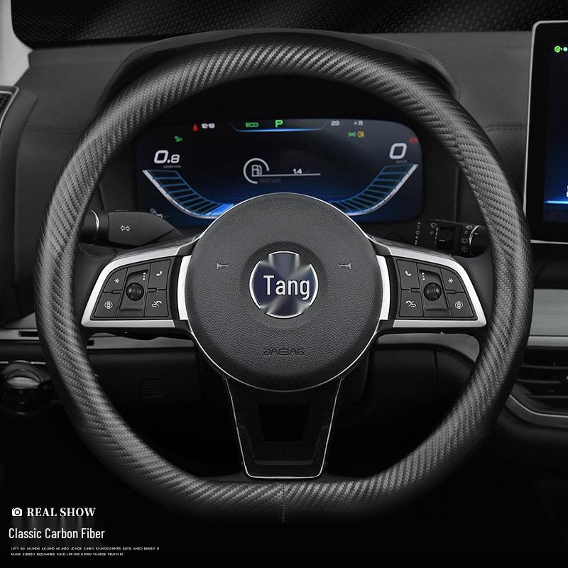 BYD Qin DM-i, Song Pro/MAX Plus, Tang, F3e, E2, E5, S7, S6 Äkta Läder & Kolfiber Rattkåpa