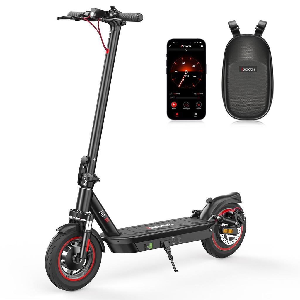 iScooter I10 10-Inch Electric Scooter - 650W Motor, 40-45KM Range, Dual Suspension, APP Connect, Black