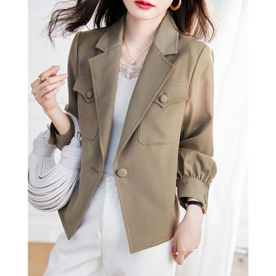 Trendy Loose Fit Long Sleeve Jacket for Women, Casual Spring Korean Style Coat