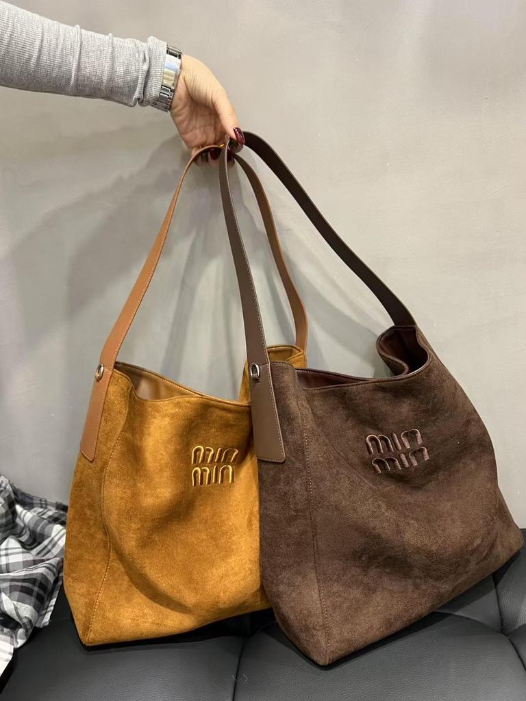 New Matte Suede Tote: Versatile Vertical Shopping & Commute Bag for Women