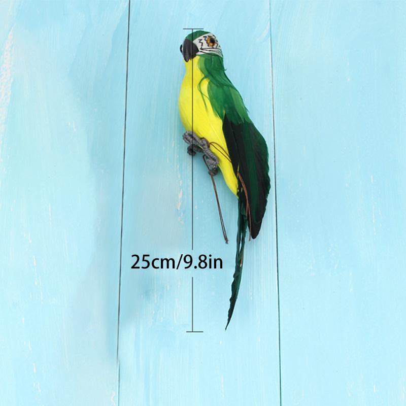 

1Pc Lawn Figurine Ornament Handmade Feather DIY 25/35cm Creative Garden Prop Decoration Animal Bird Simulation Parrot 25cm зелёный