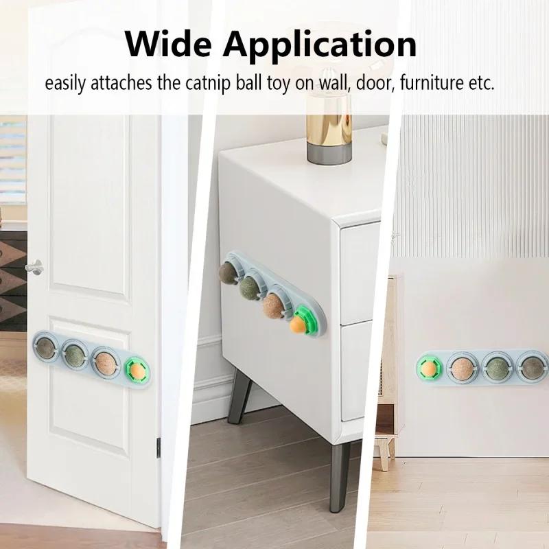 4 In 1 Catnip Toys-Funny Lickable Cat Snack Balls Kitten Playing Chewing Toy for Teeth Cleaning Promoting Digestion Pet Supplies