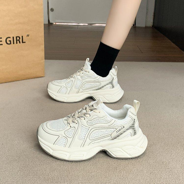 

[Youshilai] Breathable thick-soled dad shoes for women 2025 spring lightweight mesh heightening casual sports shoes 35