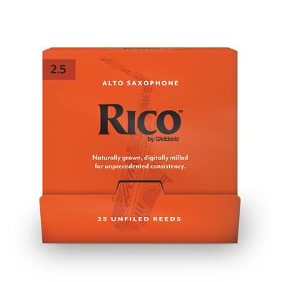 Stroiki WoodWinds do saksofonu altowego RICO 25 sztuk D'Addario D'Addario RJA0125-B25 [Twardość 2,5] (pojedynczo zapakowane) []