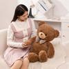 Kawaii Bow Tie Bear Doll Plush Toy Brown Hug Pillow for Home Living Room Bedroom Birthday Gift Soft Stuffed Bear