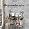Bathroom & Kitchen Suction Cup Storage Rack: Punch-Free, Wall-Mounted Shelf for Cosmetics and Toiletries.