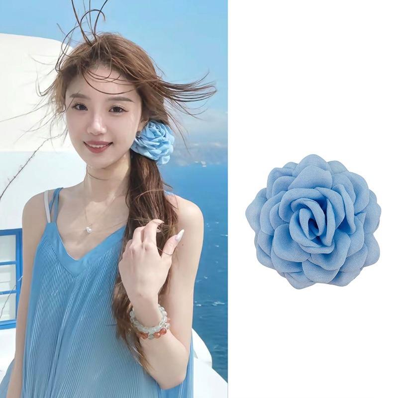 

8cm Romantic Rose Flower Hair Claw for Women Back of Head Claw Clip Girls Hair Clamps Elegant Gentle Headwear Hair Accessories синій