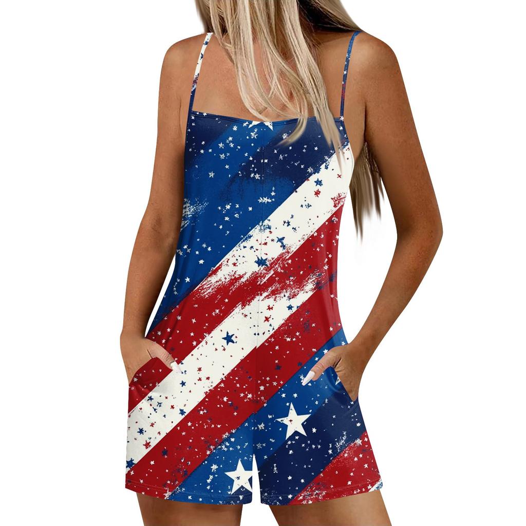 Damen Lässige Und Modische Ärmellose Camisole Mit Tasche Jumpsuit Shorts Jumpsuit Shorts