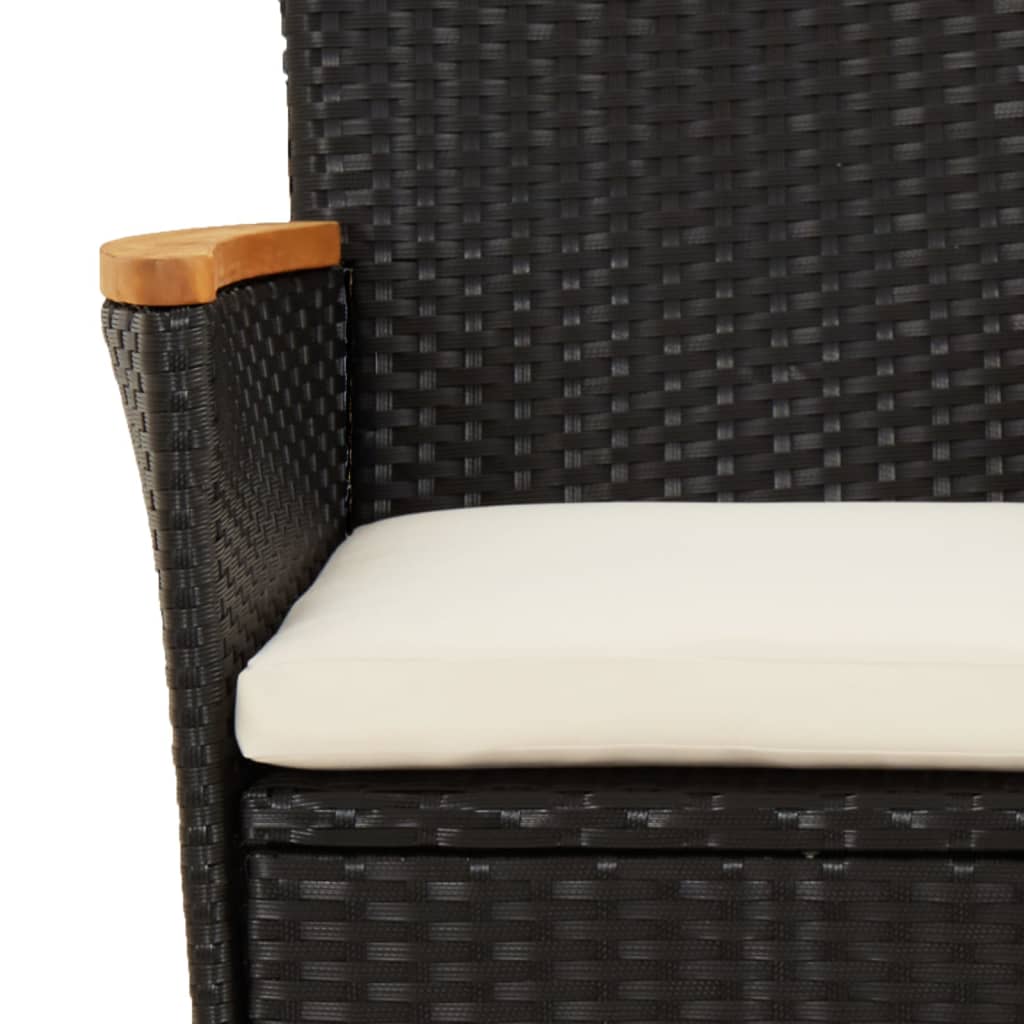 Vidaxl 3-Cz. Garden Bistro Furniture Set With Cushions, Black