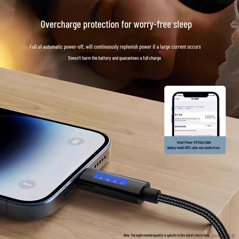 120W Type-C Auto Power Off Charging Cable for Apple, Huawei, Vivo, Oppo, Xiaomi
