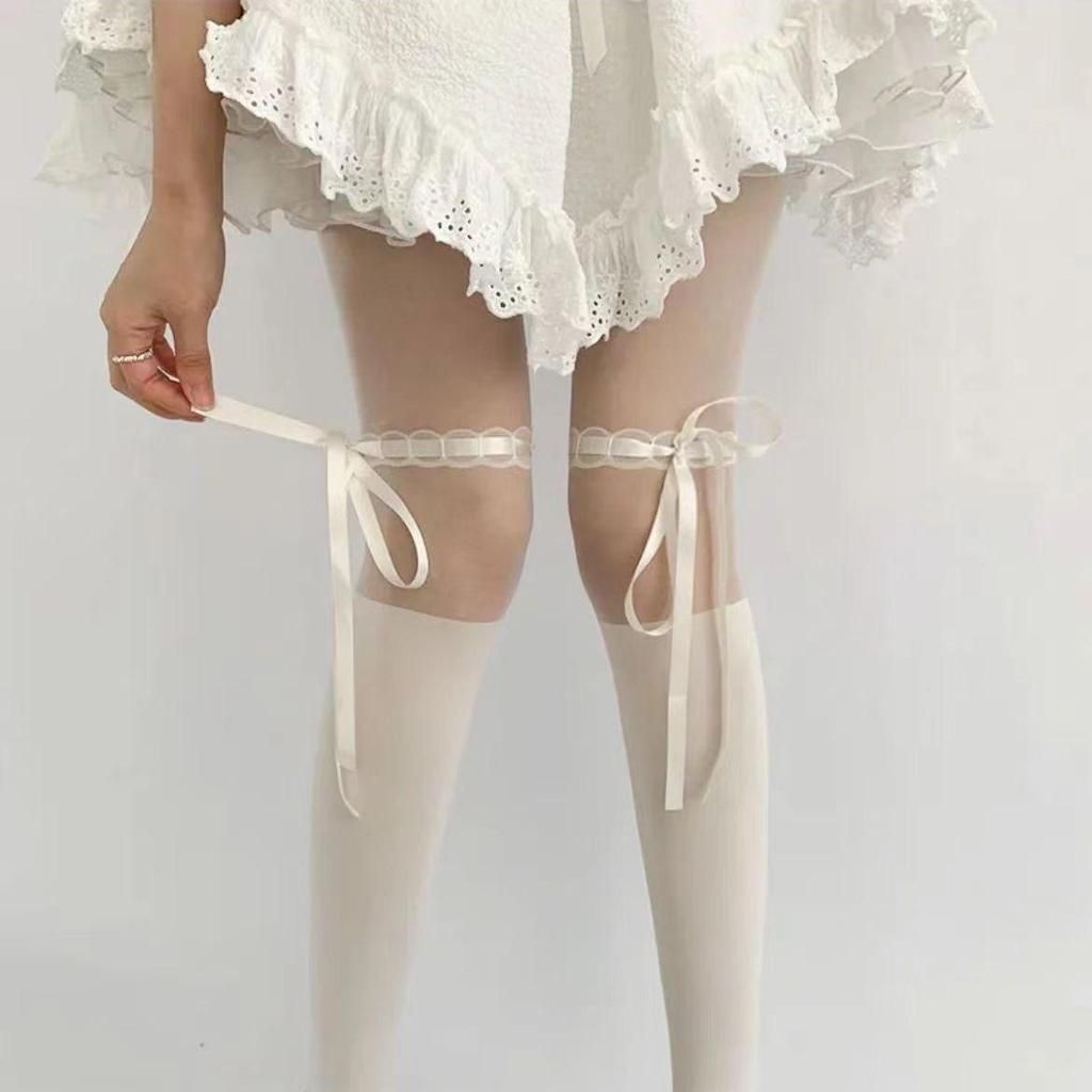 Mu Ruan Schwarz-Weiß Fliege Spitze Strumpfhose - Frühling/Sommer Lolita Stil