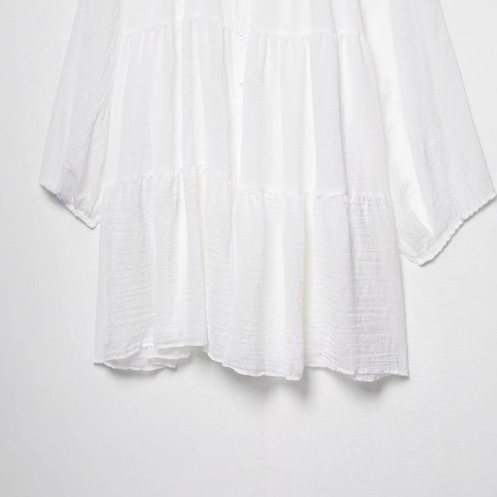 TAOP&ZA Spring/Summer Women's Loose Turn-Down Collar Long Sleeve Casual Dress