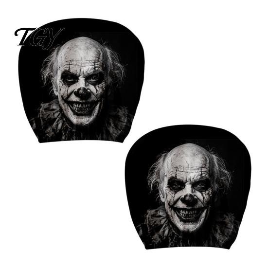 Funny Prank Car Accessories 2Pcs Ghost Face Headrest Covers, Halloween Horror Seat Decorations, Holiday Atmosphere Decor Universal Fit
