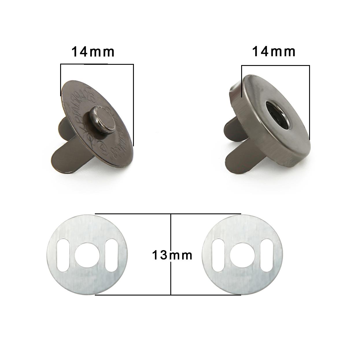 

10 компл./лот, 14/18 мм, круглая магнитная металлическая сумка с застежкой, невидимая для одежды, без шитья, автоматическая адсорбционная пряжка 14mm античный черный